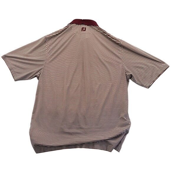 FootJoy Mens Polo Shirt Large Short Sleeve Striped Casual Classic Travel Red - Picture 2 of 13